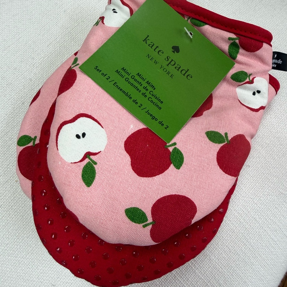 Kate Spade Pink and Red Apple Mini Mitts